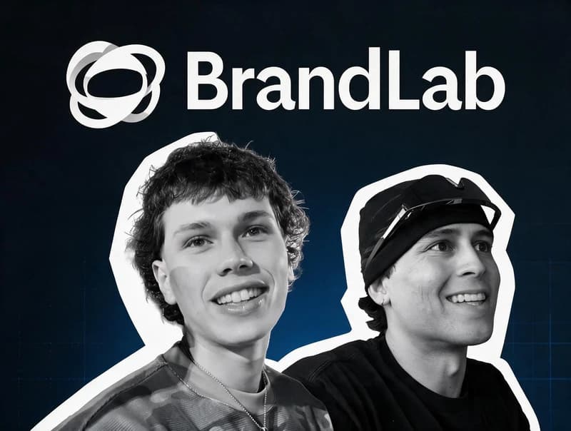 BrandLab founders beneath the BrandLab logo