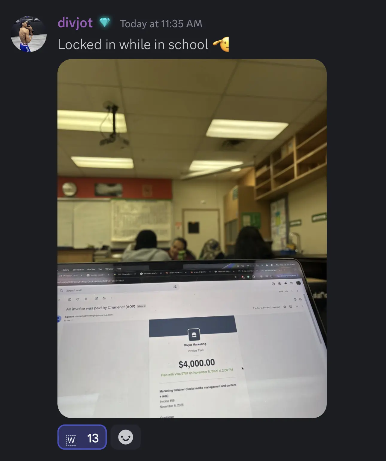 divjot $4K retainer in school