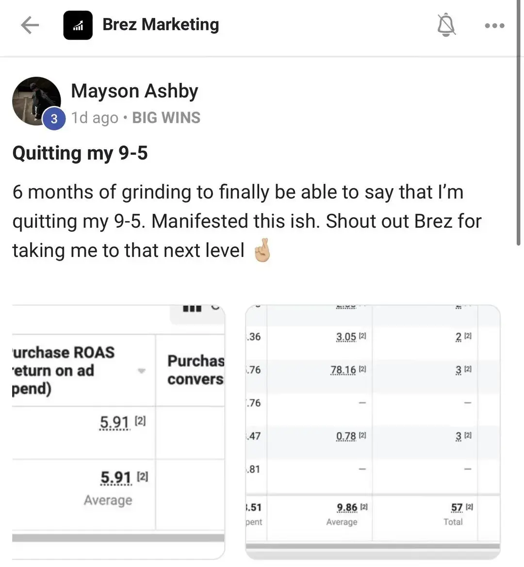 Mayson quit his 9-5 job