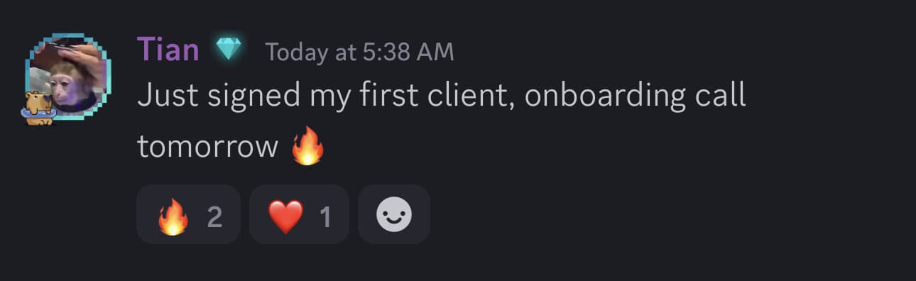 Tian first client signed